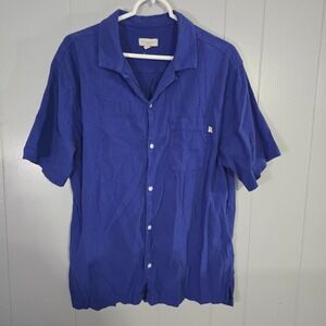 Standard Cloth Button Down Mens Medium Blue Textured Short Sleeve Shirt